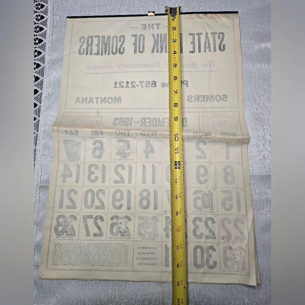 Vintage The State Bank of Somers Montana 1963 Calendar [ Read Details ]